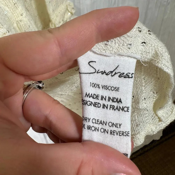 Revolve Sundress Cream Sequined Tunic Mini Dress Cover Up M/L - Picture 9 of 10